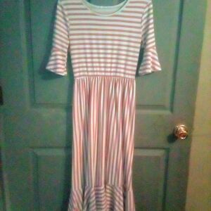 Reborn J Pink and White Striped Maxi Dress